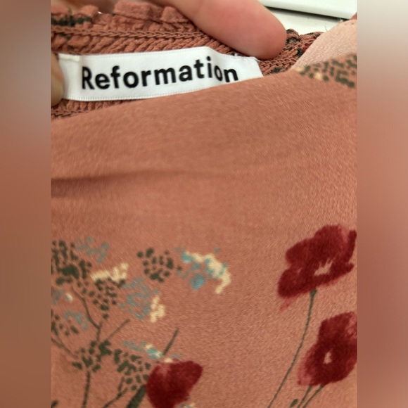 Reformation Odele Dusty Pink Floral Midi Dress - Size 4 - Picture 9 of 10